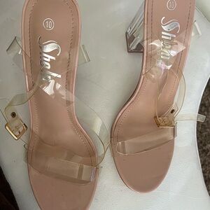 SHEIN Cream Heels Elegant Clear Straps